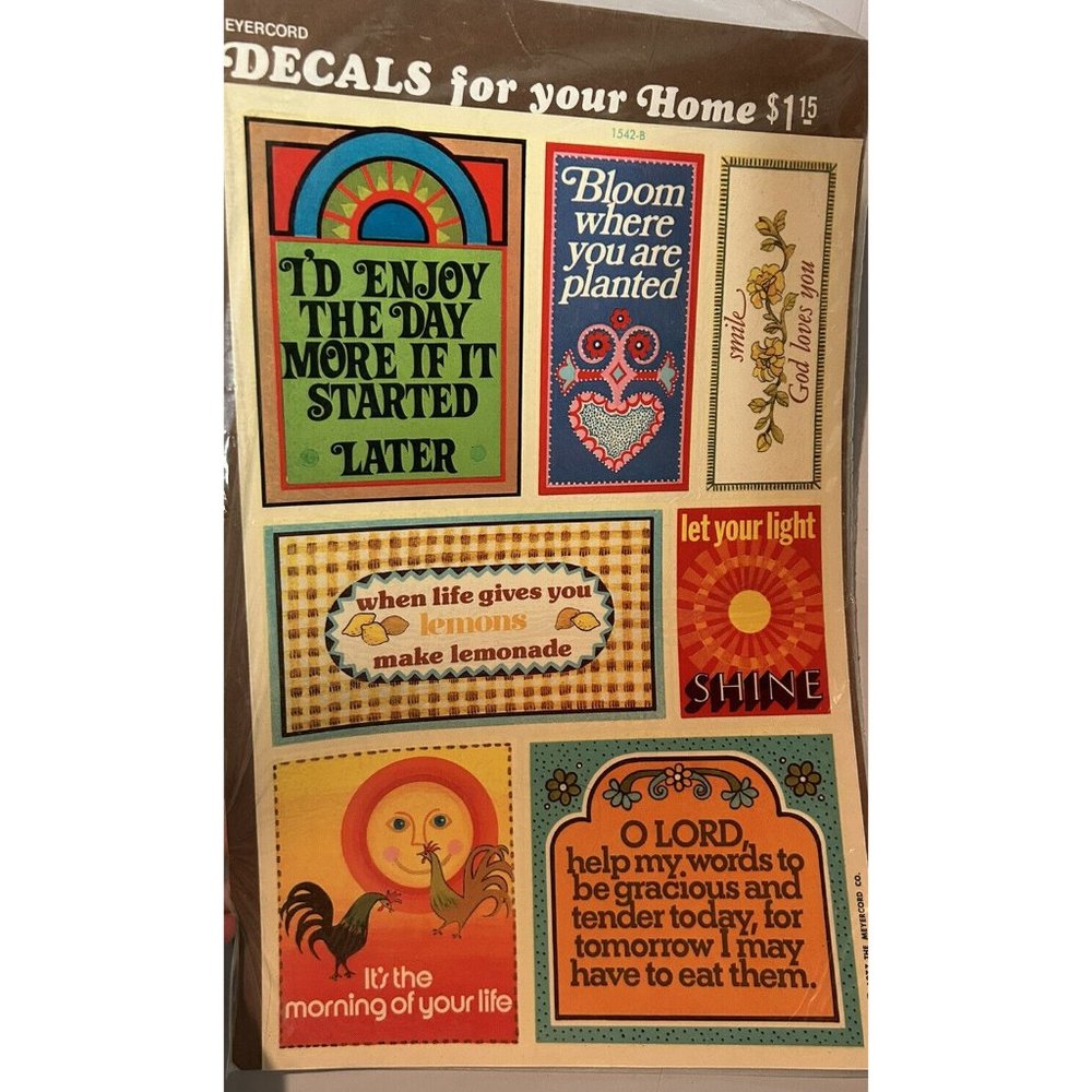 Vintage 1970's Decals Sayings Inspirational Religious Retro